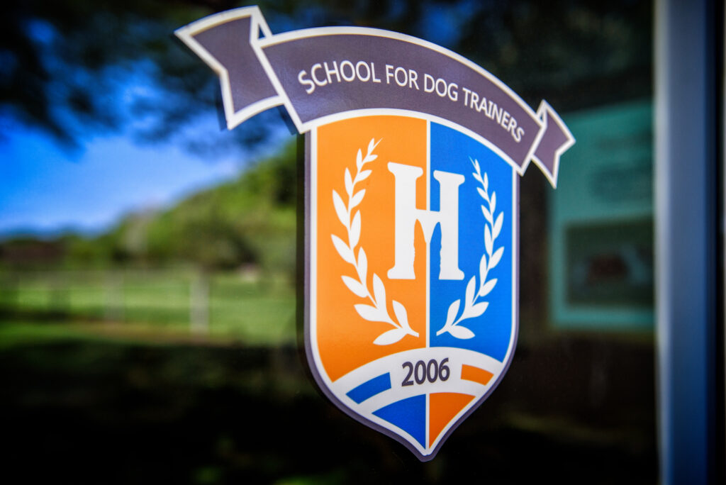 school for dog trainers logo on door