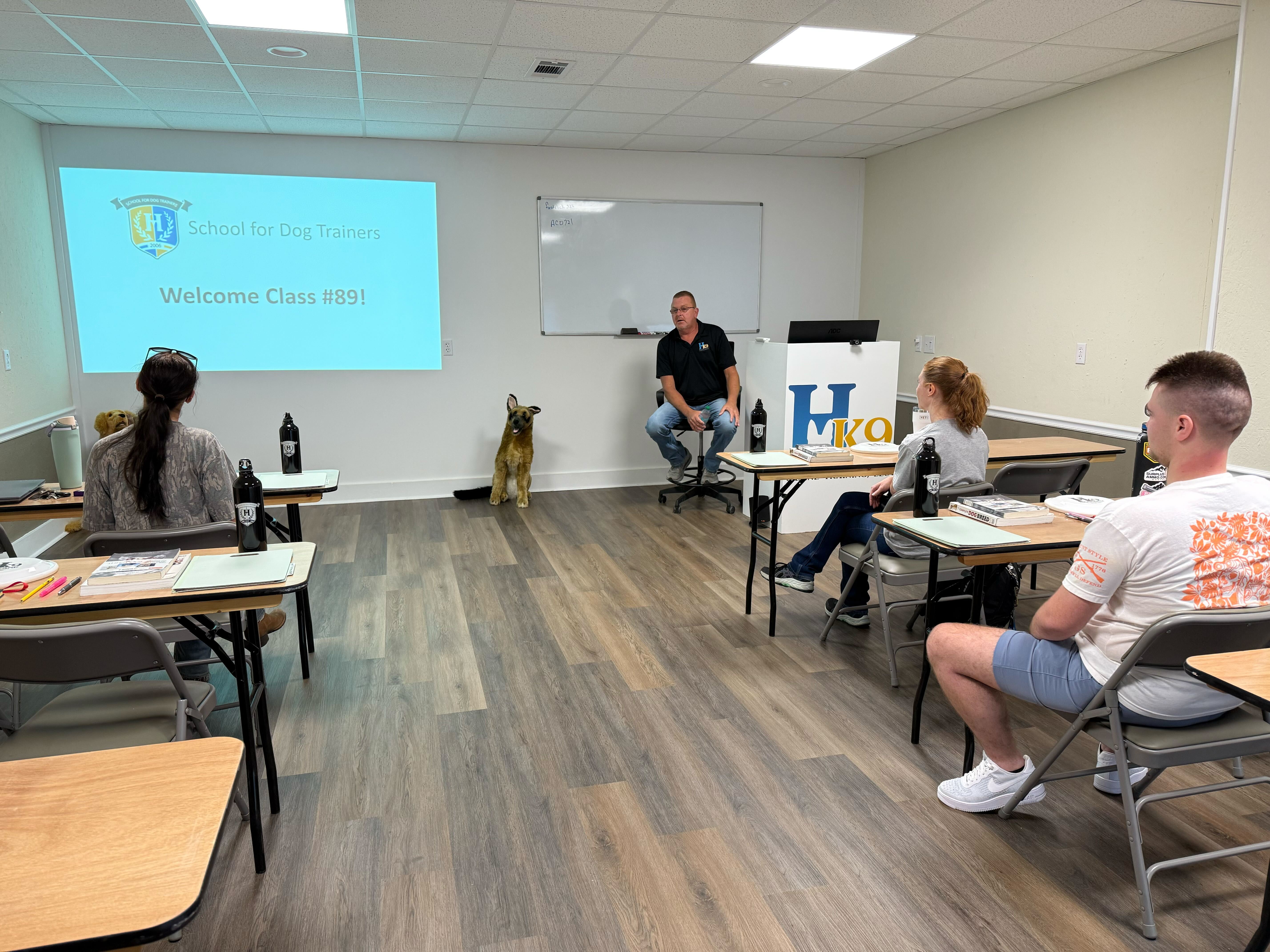 corey archer teaching at school for dog trainers